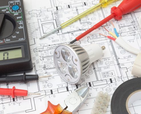 Electrical Components Arranged On Plans
